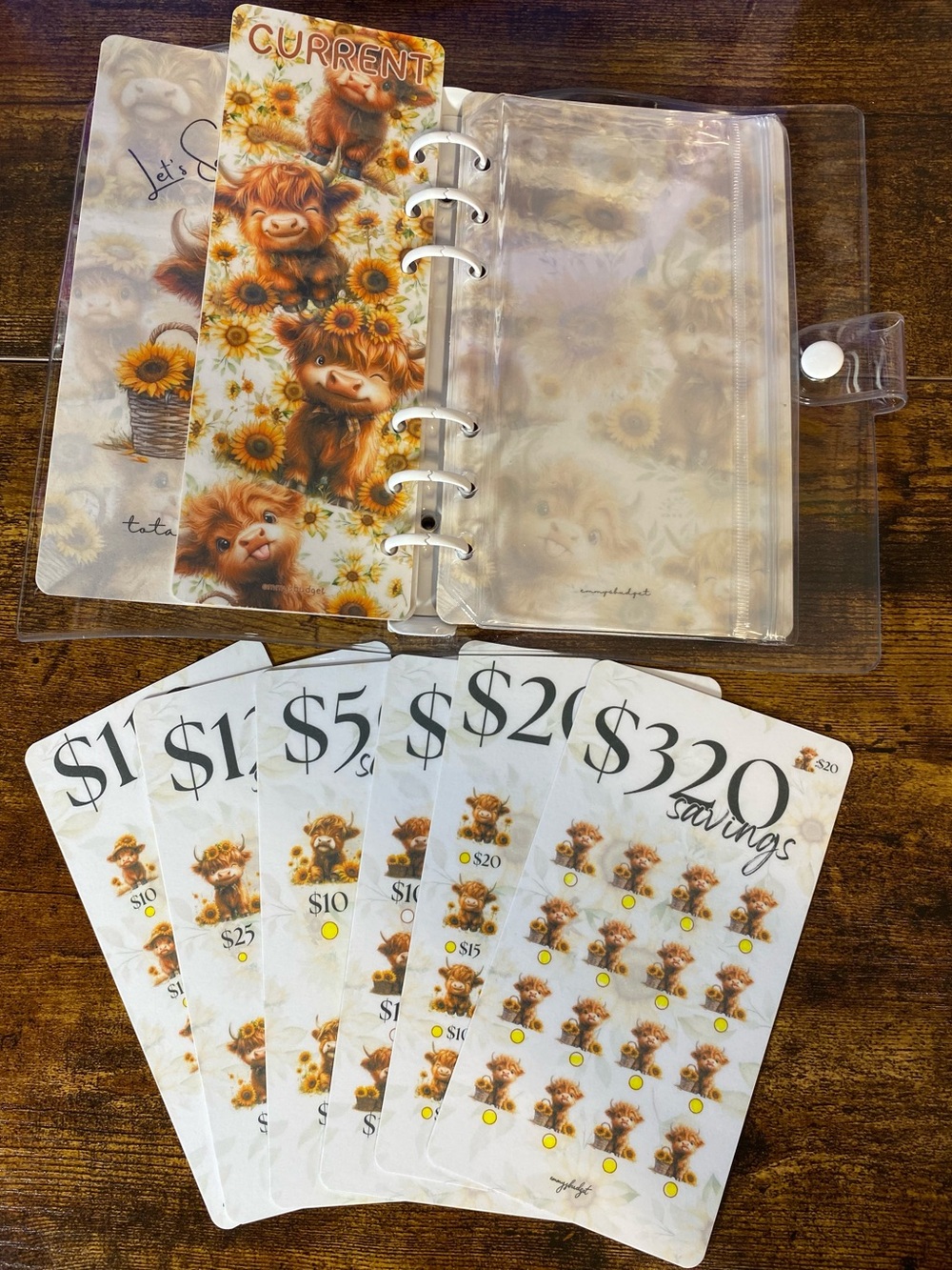 Highland Cow Savings Challenge w/ 3 Ring-Binder